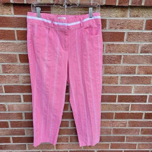 Talbots Stretch Capri Pants Women's Size 12 Pink Ribbed Made in USA